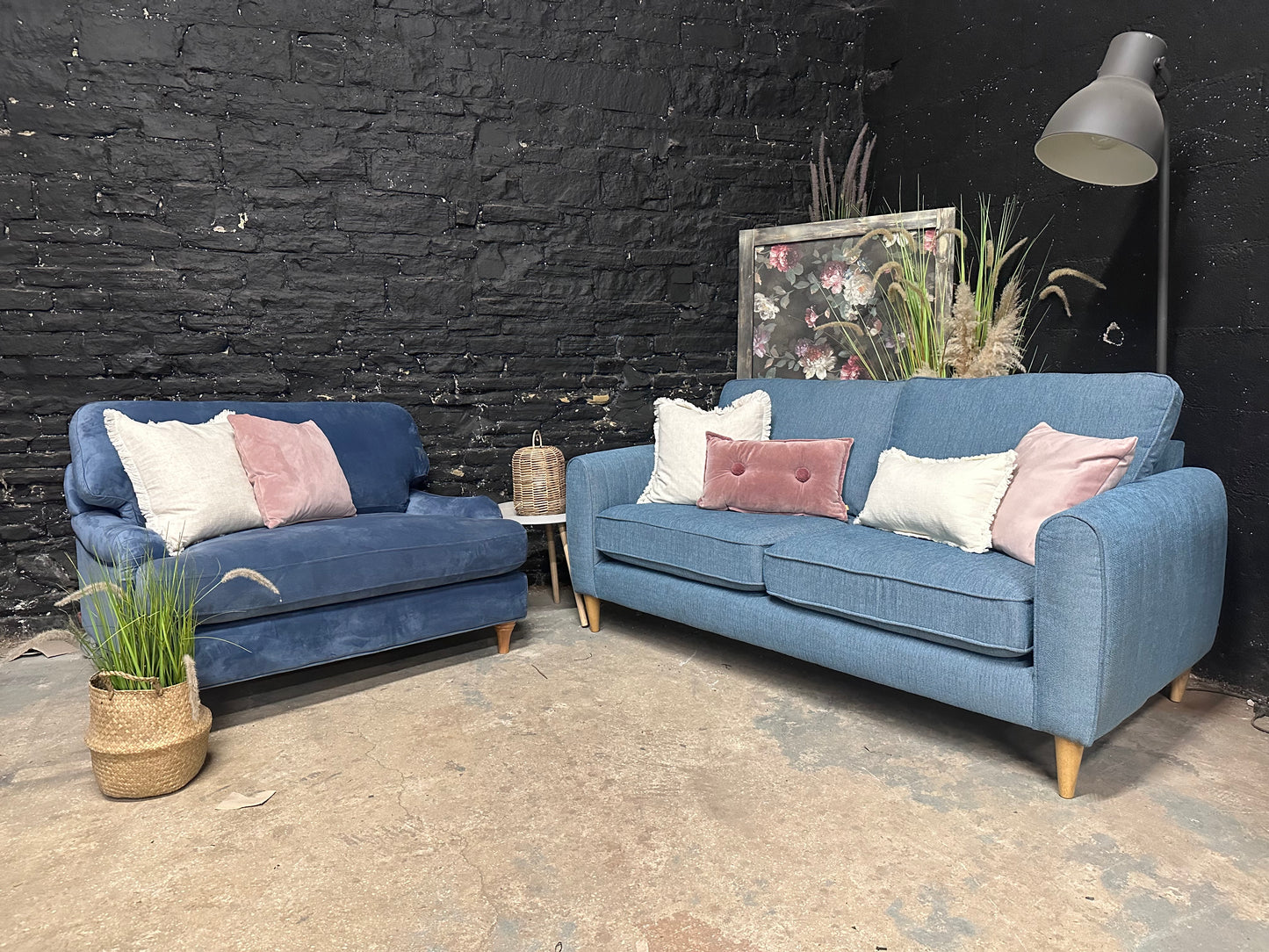 Oak furniture Land Thornley 3 Seater Sofa | Blue