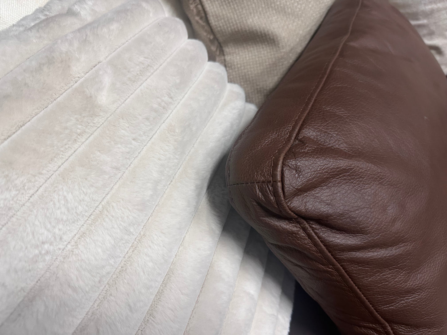 Italian brown 100% leather LHF SCATTER back Sofa