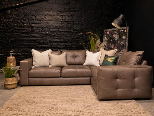 Alexander and James Leather Corner Sofa in Soft Truffle