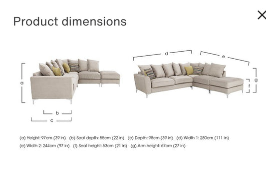 Furniture Village Legend Pillow back Corner Sofa with Footstool