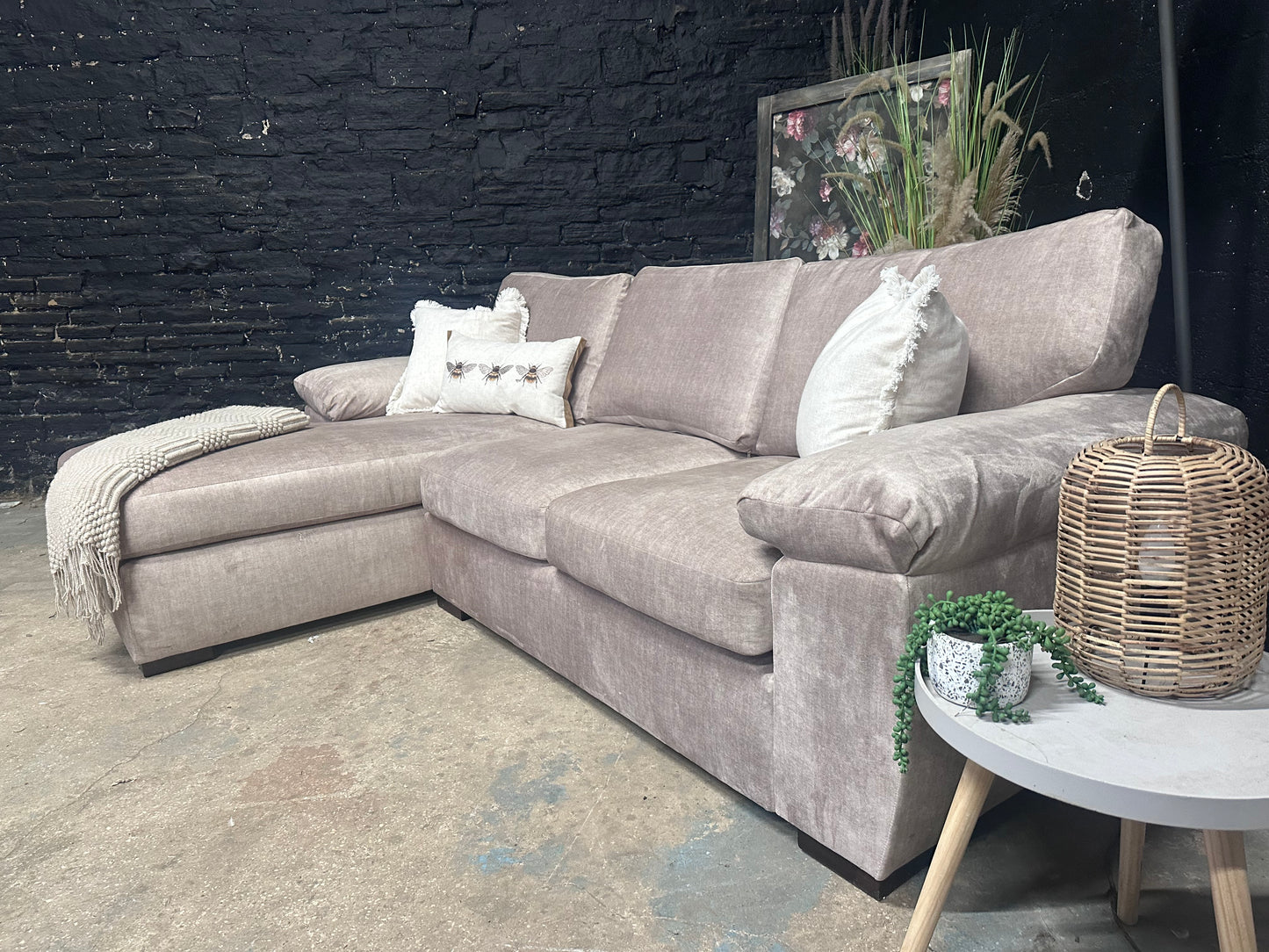 Very Beige 3 Seater Right Hand Chaise Sofa (opposite way of pic)