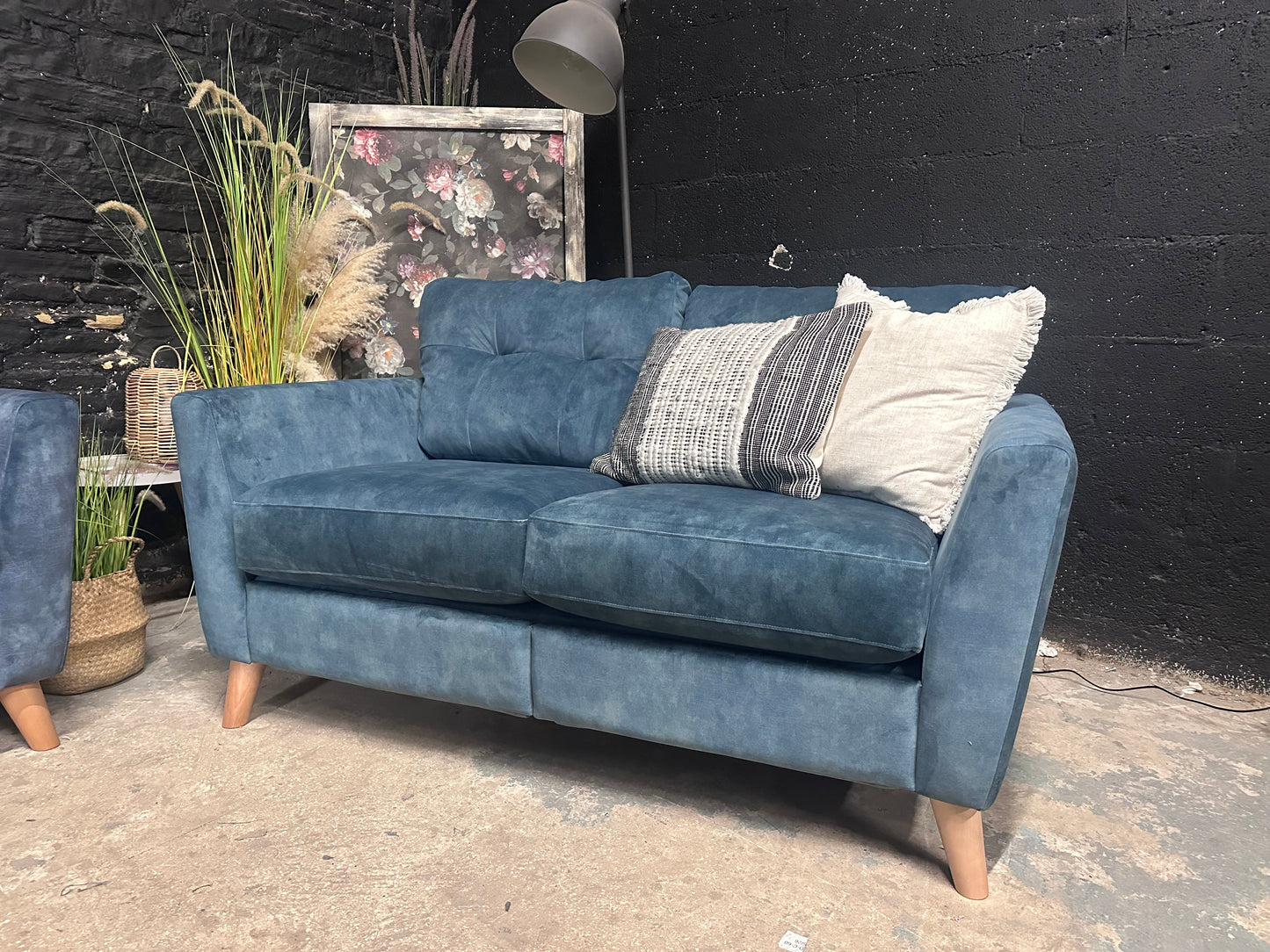 DFS New Motion 2 Seat Sofa and Cuddler Set in Navy Blue