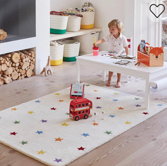 Rainbow Stardust Rug | Large handtuffed Wool rug